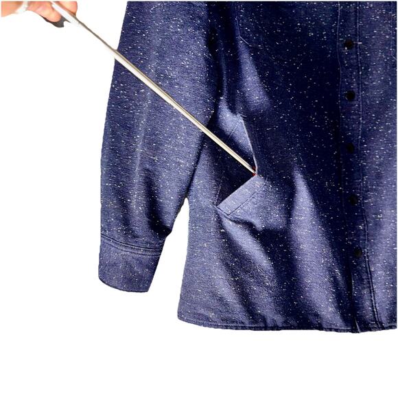 Marc Anthony XL Wool Blend Lined Snap Shirt Jacket Blue Speckle Shacket Pockets - Picture 4 of 8